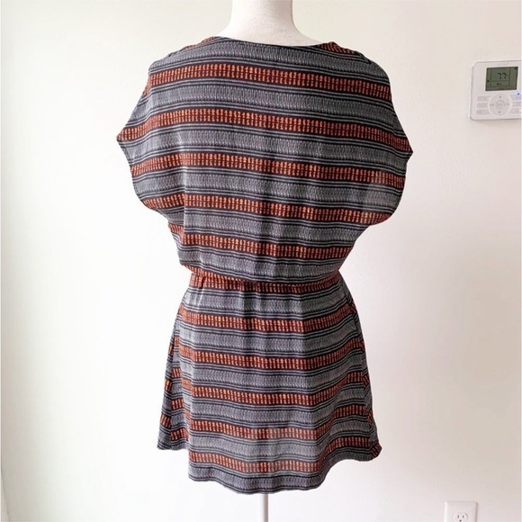 Maje Solene Silk V-Neck Mini Dress Dolan Sleeve Orange Black Size Small - Picture 7 of 9